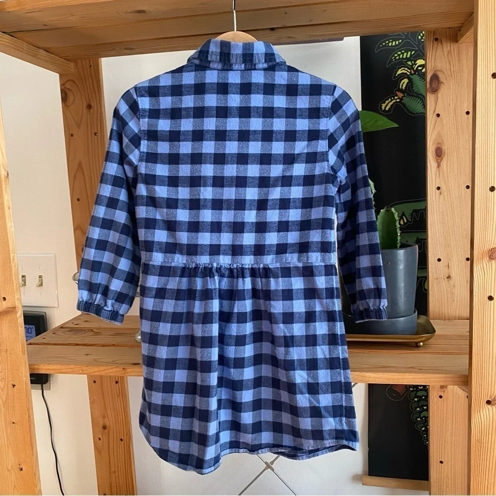 Vineyard Vine Blue Lighthouse Gingham Plaid Flannel Shirt Dress 4t